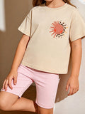Girls Graphic Tee & Biker Shorts Set